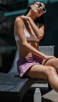 A model getting ready for the sun