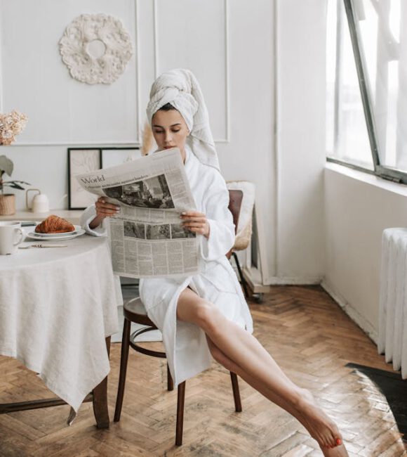 Woman eating a croissant